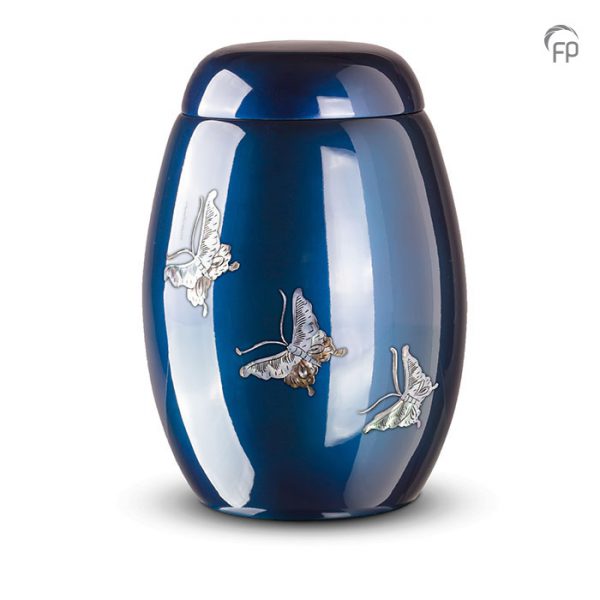 GFU219 - Blauwe Glasfiber Urn Vlinders
