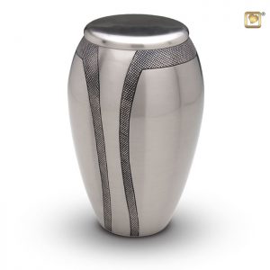 Messing urn matte zilverkleurige urn met decoratie