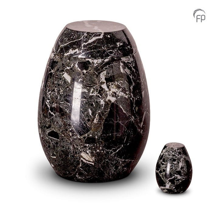 beu Doe mee Hoeveelheid van Marmeren urnen, zwart met witte tinten - Uitvaartwinkel Infinity %