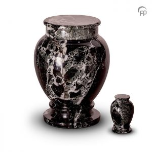 Marmeren urnen, vaas met voet zwart en witte tinten