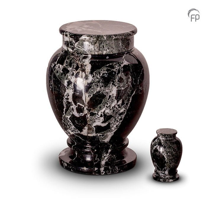 Salie Perth Blackborough Wedstrijd Marmeren urnen, vaas met voet zwart en witte tinten - Uitvaartwinkel  Infinity %