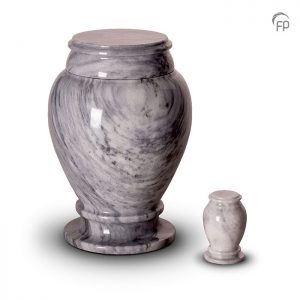 Marmeren urnen, vaas met voet grijs met witte en donkergrijze tinten
