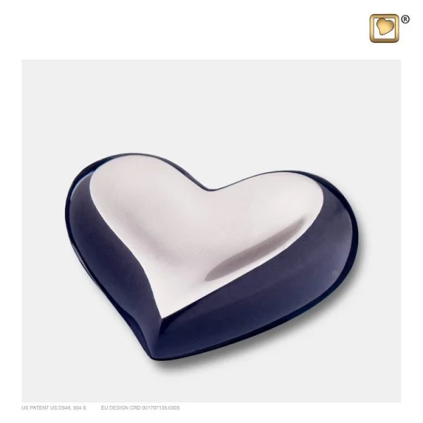 K611 - Mini Urn Hart Midnight Black Met Zilver