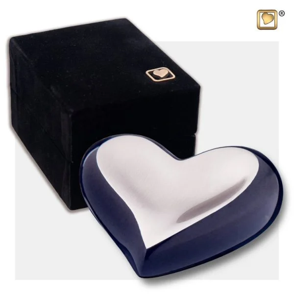 Mini Urn Hart Midnight Black Met Zilver - Afbeelding 2