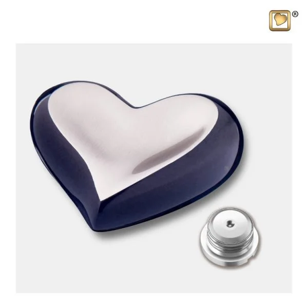 Mini Urn Hart Midnight Black Met Zilver - Afbeelding 3