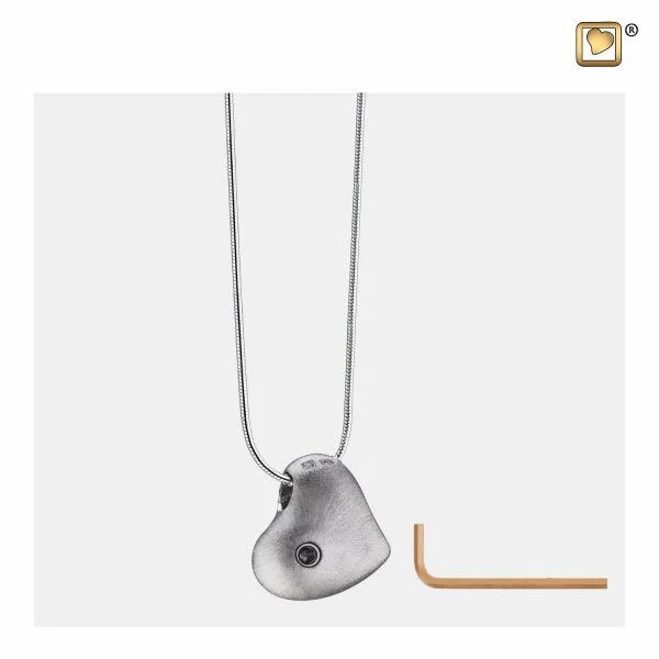 Ashanger Hart Zilverkleurig inclusief Collier - Afbeelding 3