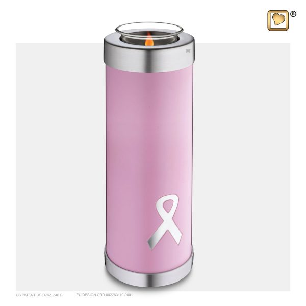 T902 - Hoge Urn Waxinelichthouder Pink Awareness