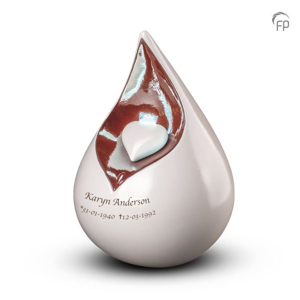 FPU 002 – Grote Keramische Celest Druppel Urn Wit – Hart (3.6 liter)
