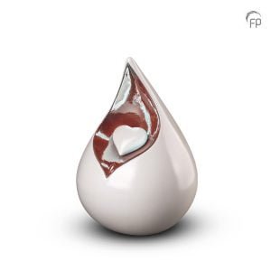 Kleine Keramische Celest Druppel Urn Wit - Hart (1.9 liter)