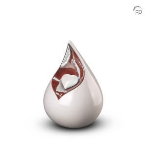 Mini Keramische Celest Druppel Urn Wit - Hart (0.4 liter)