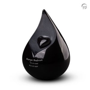 FPU 004 – Grote Keramische Celest Druppel Urn Inktzwart – Hart (3.6 liter)