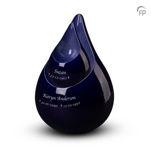PSETFPU011 – Keramische Celest Druppel Urn Blauw Promotieset (3.5 en 0.4 liter)