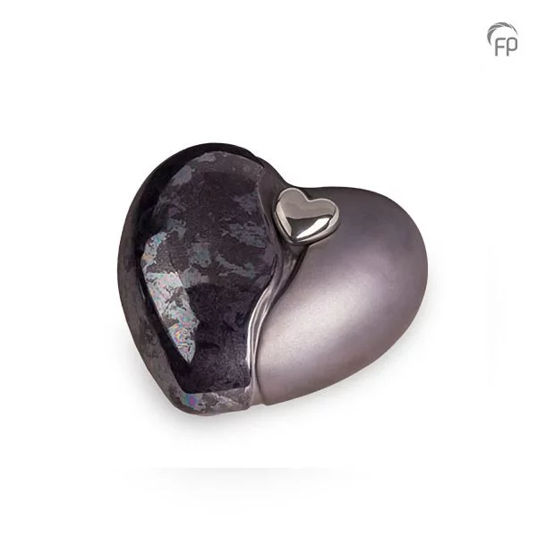 Grote Keramische Hart Urn Oiled Blauw Zilver Hart (3.8 liter) - Afbeelding 4