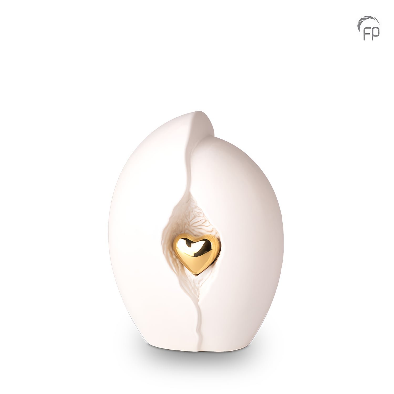 Medium Keramische Urn Wit Gouden Hart (2.2 liter)