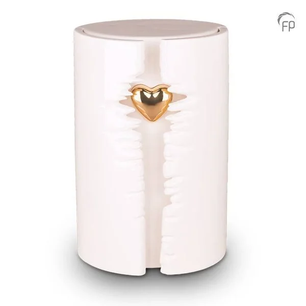 Keramische LED Urn Wit Gouden Hart (3.8 liter) - Afbeelding 5