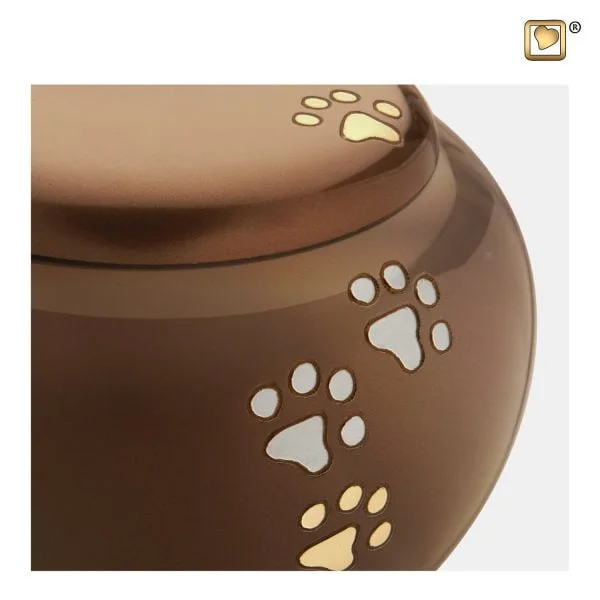 Urn Hond Brons Goud Zilver Met Pootafdruk Mini (0.5 liter) - Afbeelding 3