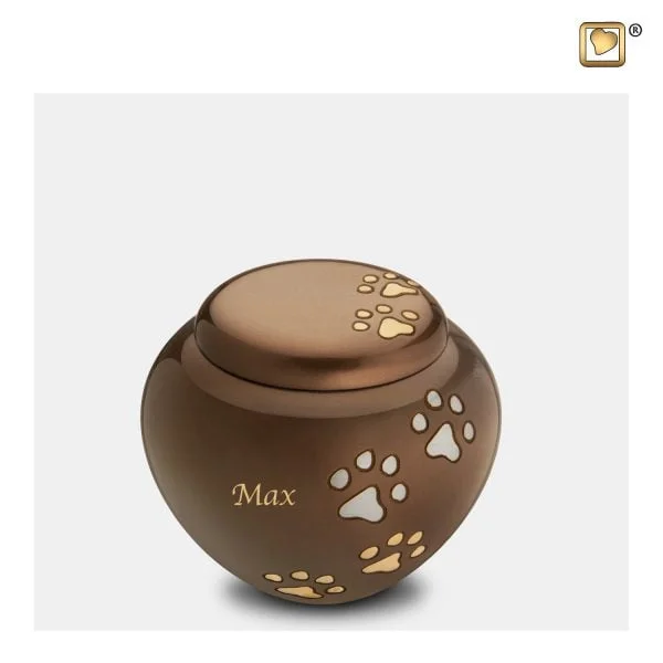 Urn Hond Brons Goud Zilver Met Pootafdruk Mini (0.5 liter)