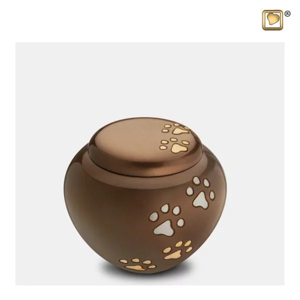 Urn Hond Brons Goud Zilver Met Pootafdruk Mini (0.5 liter)