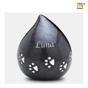 Urn Hond LoveDrop Zwart Met Pootafdruk (1.1 liter)