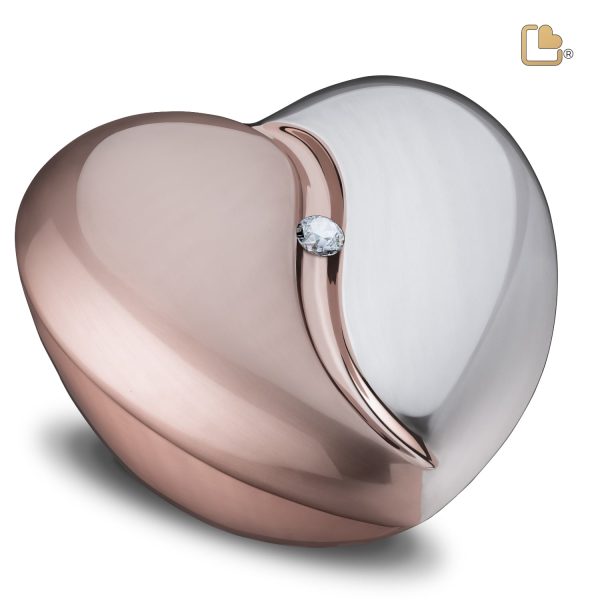 Grote Hart Urn HeartFelt Geborsteld Rose Goud – Zilver (5.5 liter)