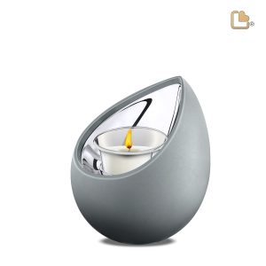 T584 - Urn Waxinelichthouder Druppel Grijs - Zilver (0.3 liter)