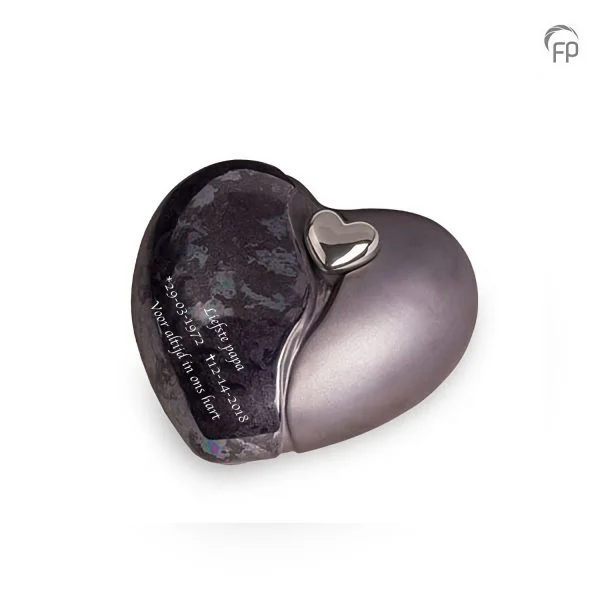 Grote Keramische Hart Urn Oiled Blauw Zilver Hart (3.8 liter)