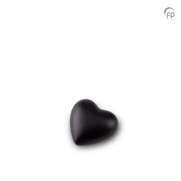 Mini Hart Urn Matzwart (0.05 liter) - Afbeelding 2