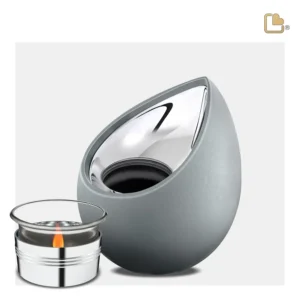 T584 - Urn Waxinelichthouder Druppel Grijs - Zilver (0.3 liter)