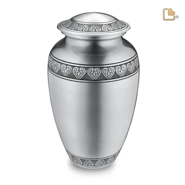 Artikelnr: A210 - Grote LoveUrns Urn Klassiek Geborsteld Tin (3.4 liter)