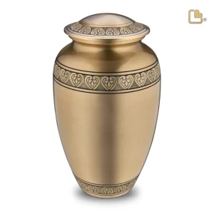 Artikelnr: A211 - Grote LoveUrns Urn Klassiek Geborsteld Goud (3.4 liter)