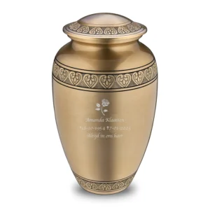 A211 - Grote LoveUrns Urn Klassiek Geborsteld Goud (3.4 liter) met een gravure