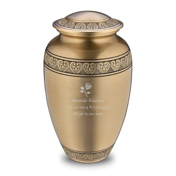 A211 - Grote LoveUrns Urn Klassiek Geborsteld Goud (3.4 liter) met een gravure