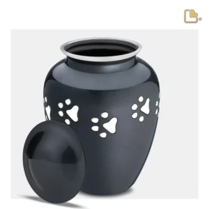 Artikelnr: P212M Medium Urn Hond Classic Zwart Met Zilver Pootafdruk (1.45 liter)