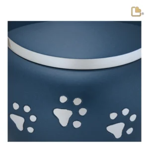 Urn Hond Blauw Zilver Met Pootafdruk Mini (0.5 liter)