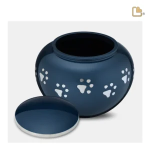 Urn Hond Blauw Zilver Met Pootafdruk Medium (0.75 liter)