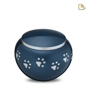 Urn Hond Blauw Zilver Met Pootafdruk Medium (0.75 liter)