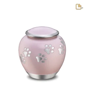 Artikelnr: P552M Medium Urn Hond Roze Zilver Met Pootafdruk (0.6 liter)