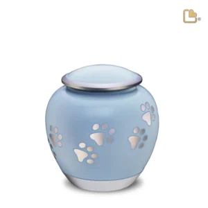 Artikelnr: P553M Medium Urn Hond Blauw Zilver Met Pootafdruk (1 liter)