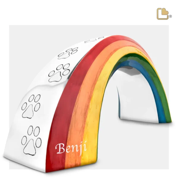 GRAVURE OP - P660L Groot Urn Hond Rainbow Bridge Met Pootafdruk (1.35 liter)