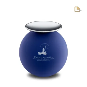 A1073 - Crescent Sphere Urn Navy – Gepolijst Zilver (3.6 liter)