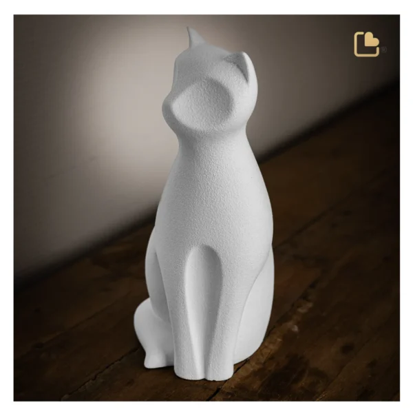 LoveUrns Forever Porcelain Katten Urn Wit (0.7 liter) - Afbeelding 3