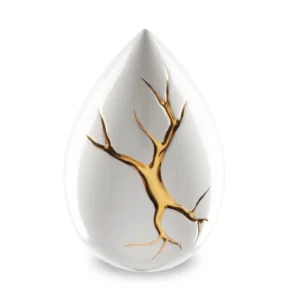Grote Witte Keramische Kintsugi Druppel Urn (4.2 liter)