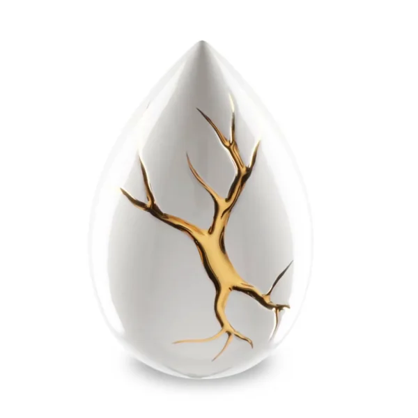 Grote Witte Keramische Kintsugi Druppel Urn (4.2 liter)