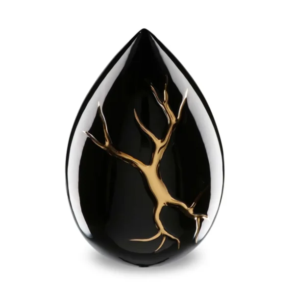 Grote Zwarte Keramische Kintsugi Druppel Urn