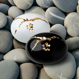 Urn hond Kintsugi Wit met Hartvorm Pootafdruk (1.2 liter)