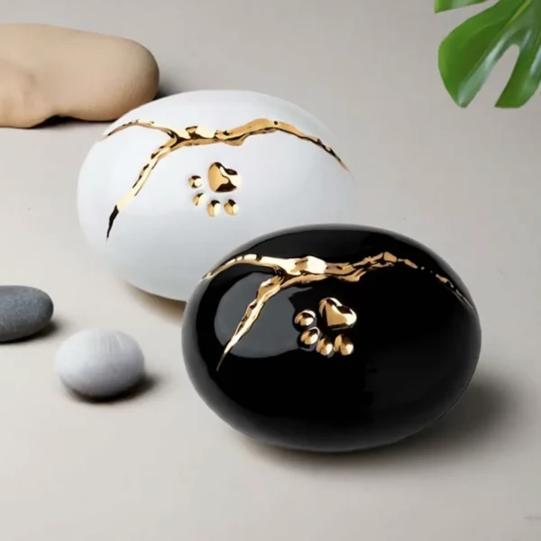 Urn hond Kintsugi Zwart met Hartvorm Pootafdruk (1.2 liter) - Afbeelding 5