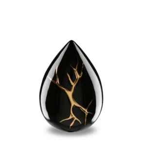 Medium Zwarte Keramische Kintsugi Druppel Urn