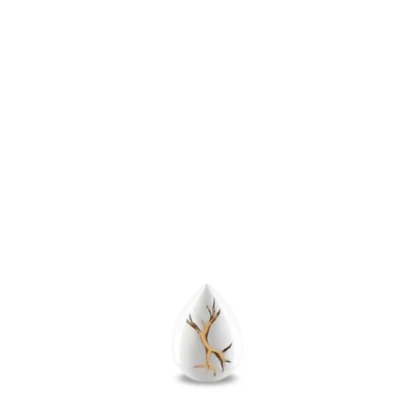 Mini Witte Keramische Kintsugi Druppel Urn