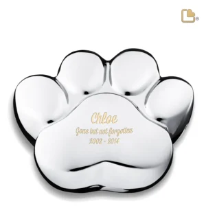 P672L Groot Urn Hond Pootafdruk Zilverkleur (1.2 liter)