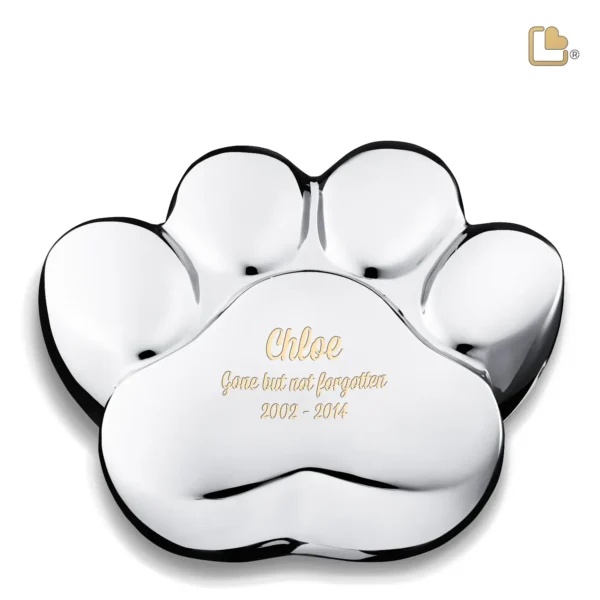 P672L Groot Urn Hond Pootafdruk Zilverkleur (1.2 liter)